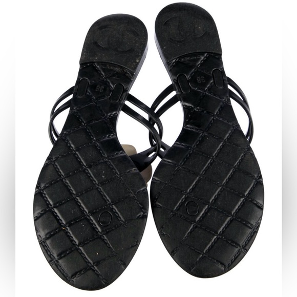 Chanel - Interlocking CC Logo Rubber Slides - Picture 5 of 11